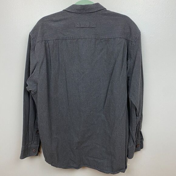 Duluth Trading Co Shirt Mens L Gray Long Sleeve Button Solid Flannel Relaxed - Picture 4 of 7